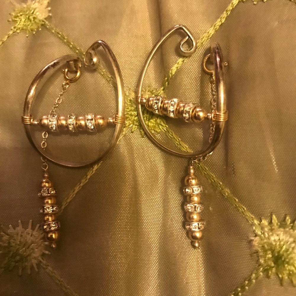 COPY-New Gold filled dangle clip on  earrings.